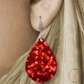 Red Glitter Teardrop Earrings