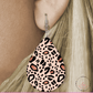 Rose Color Leopard Teardrop Earrings