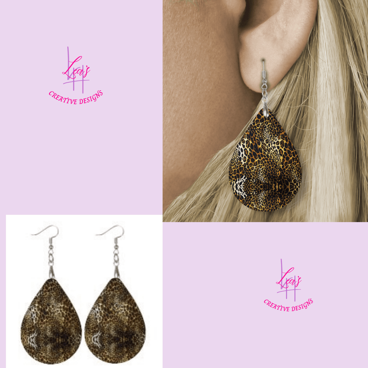 Lea's Creative Designs Earrings Animal Print Teardrop Earrings