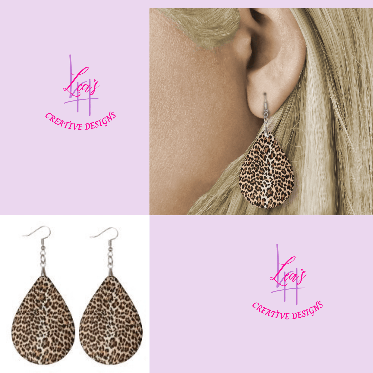 Lea's Creative Designs Earrings Mini Leopard Teardrop Earrings