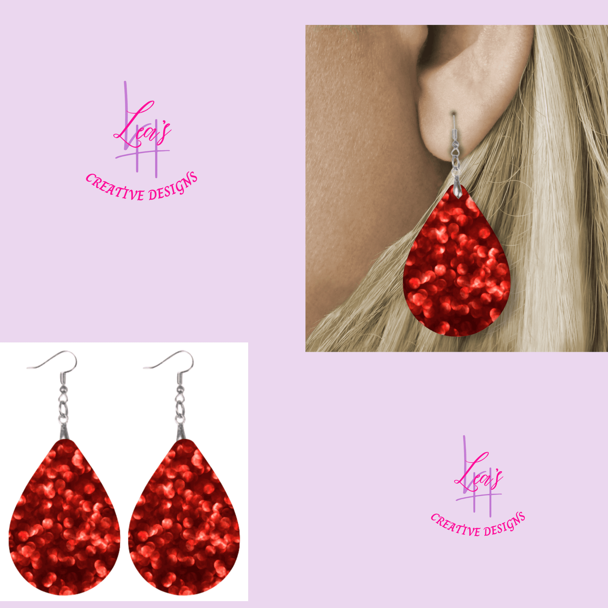 Lea's Creative Designs Earrings Red Floating Bubble Earrings