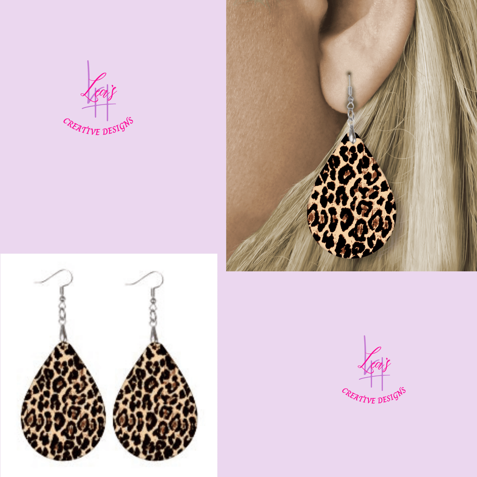 Lea's Creative Designs Earrings Spotted Cheetah Print Teardrop Earrings