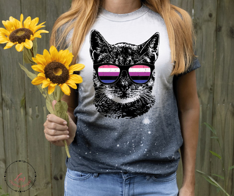 Lea's Creative Designs T-Shirts Dark Heather Bleached / Small Cat Lover Pride T-Shirt