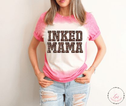 Lea's Creative Designs T-Shirts Heather Heliconia Bleached / Small Inked Mama Leopard Design T-Shirt