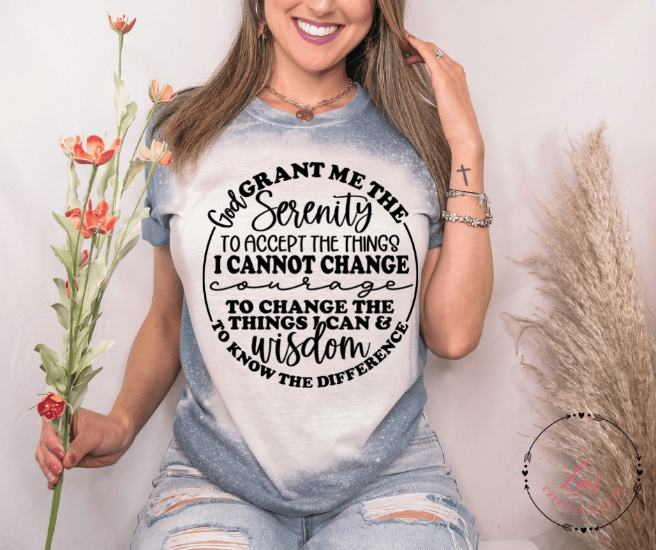 Lea's Creative Designs T-Shirts Heather Indigo Bleached / Small Serenity Prayer T-Shirt