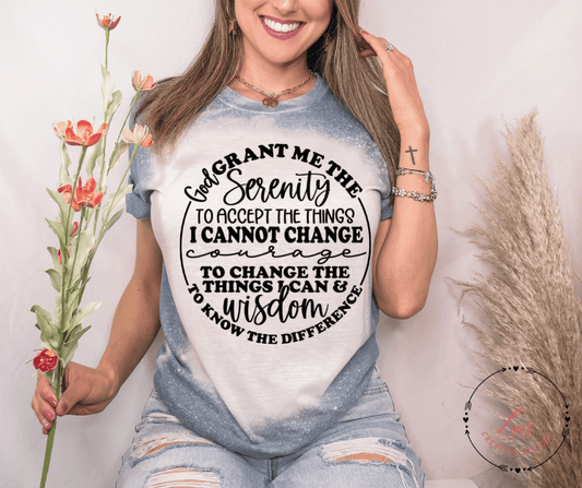 Lea's Creative Designs T-Shirts Heather Indigo Bleached / Small Serenity Prayer T-Shirt