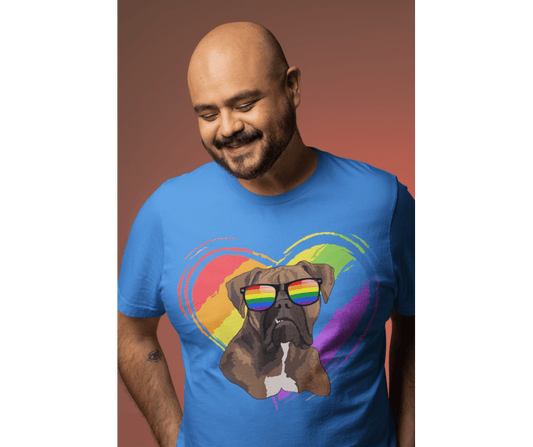 Lea's Creative Designs T-Shirts Heather Royal / Small Bulldog With Pride Shades T-Shirt