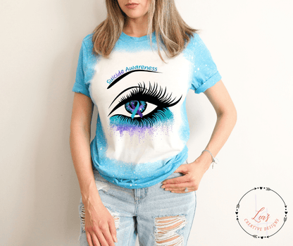 Lea's Creative Designs T-Shirts Heather Sapphire Bleached / Small Suicide Awareness Eye T-Shirt