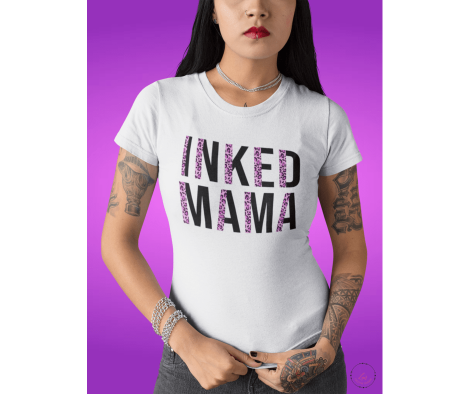 Lea's Creative Designs T-Shirts White / Small Inked Mama With Purple Design T-Shirt