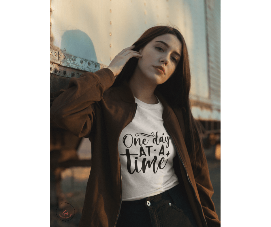 Lea's Creative Designs T-Shirts White / Small One Day At A Time T-Shirt